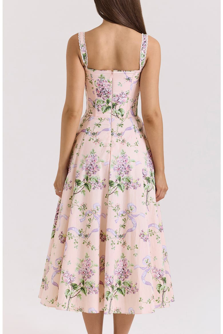 Rosalee Floral Stretch Cotton Petticoat Dress, Alternate, color, PEACH FLORAL PRINT