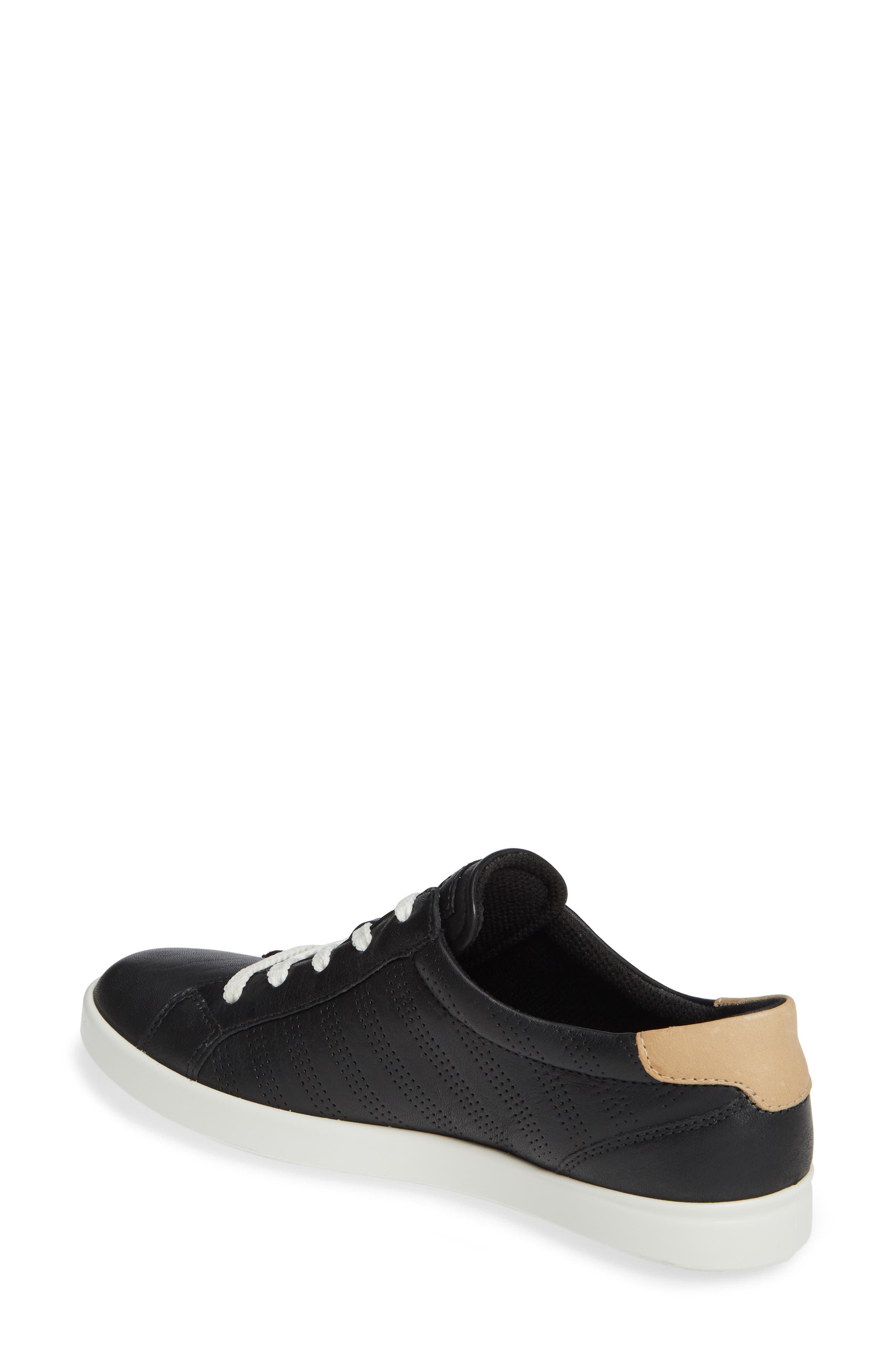 ECCO Leisure Tie Sneaker, Alternate, color, Black Leather