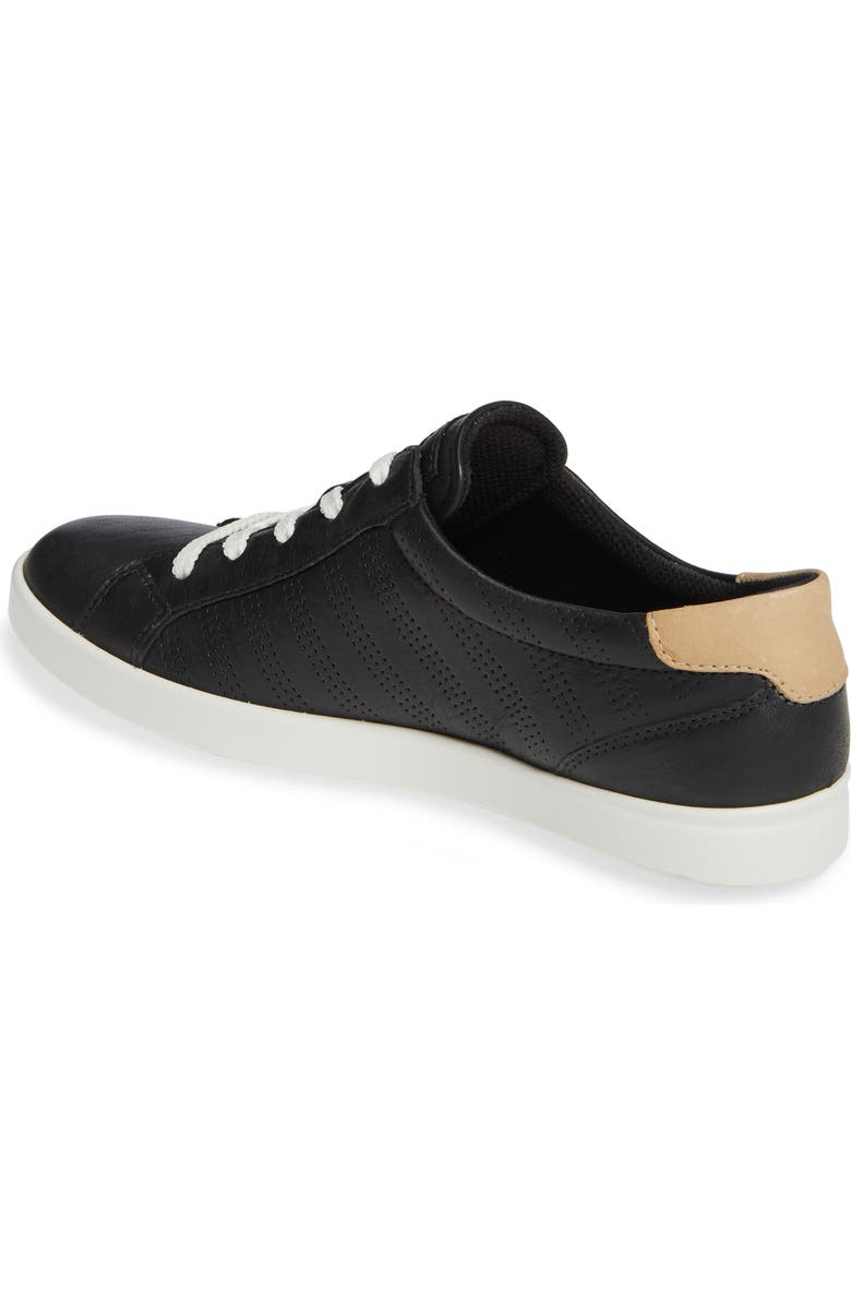 ECCO Leisure Tie Sneaker, Alternate, color, Black Leather