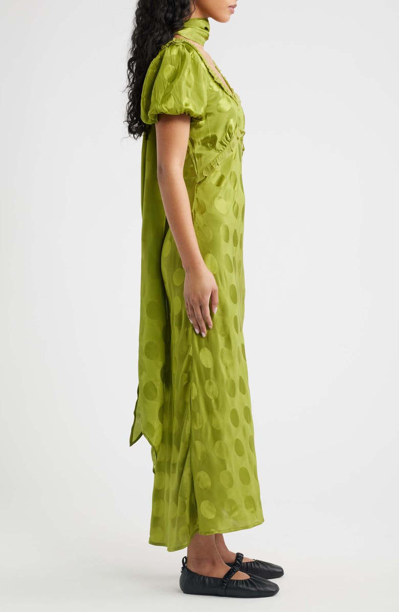Damson Madder Aoife Dot Satin Jacquard Minidress, Alternate, color, Green
