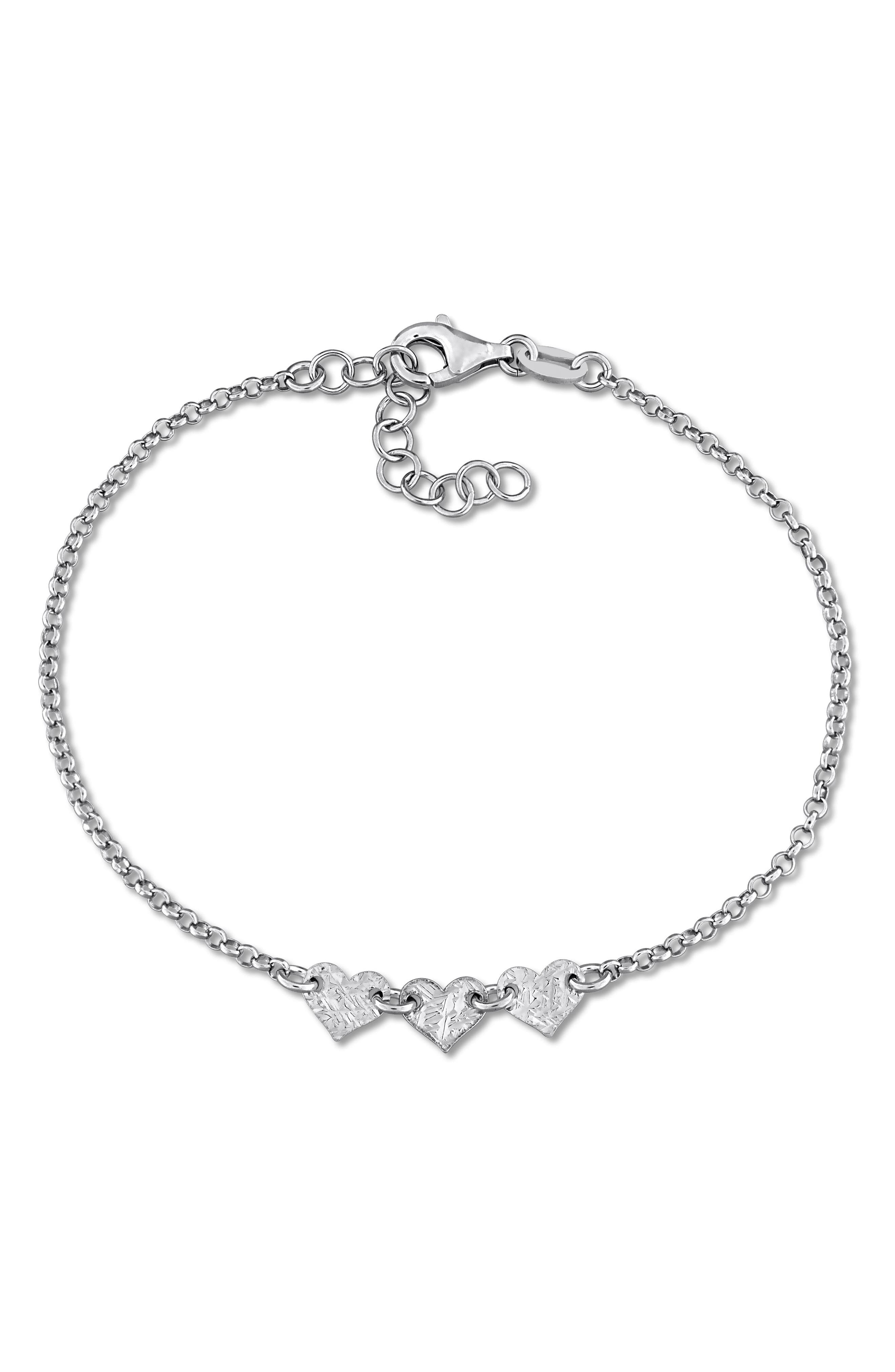 DELMAR Textured Heart Charm Bracelet