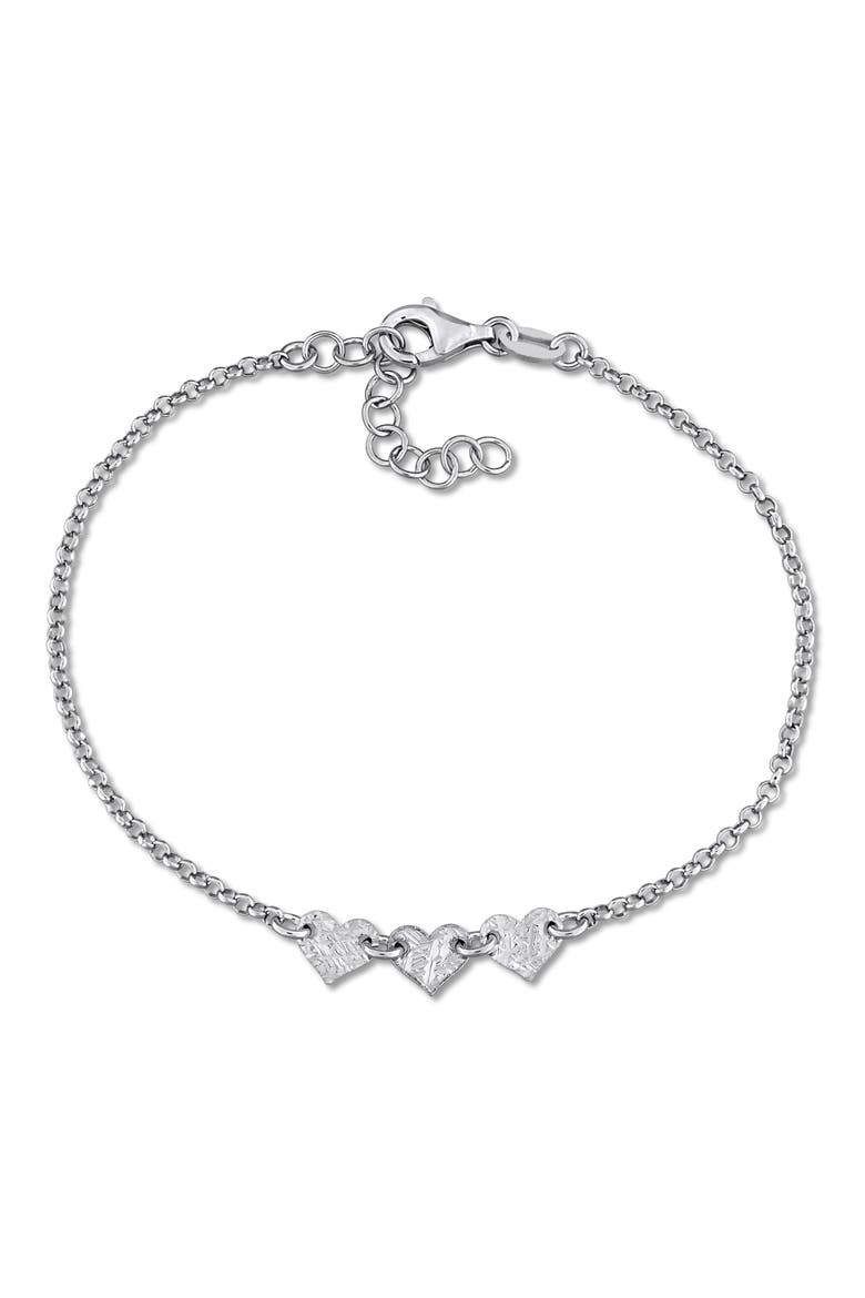Textured Heart Charm Bracelet, Main, color, SILVER