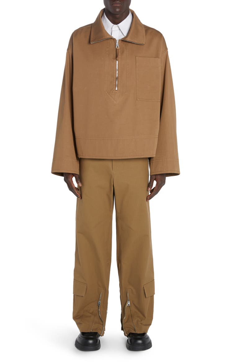 Cotton Gabardine Half Zip Jacket, Alternate, color, DARK SAND