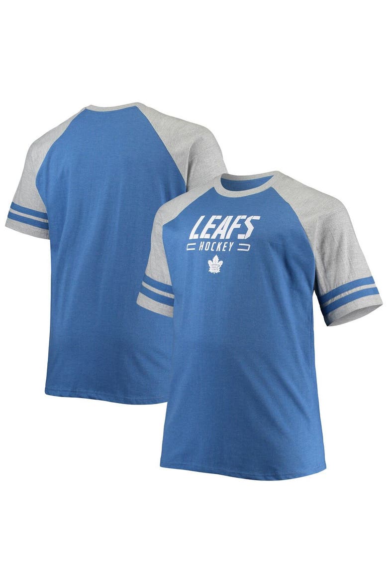 Men's Heathered Blue Toronto Maple Leafs Big & Tall Raglan T-Shirt, Main, color, Blue