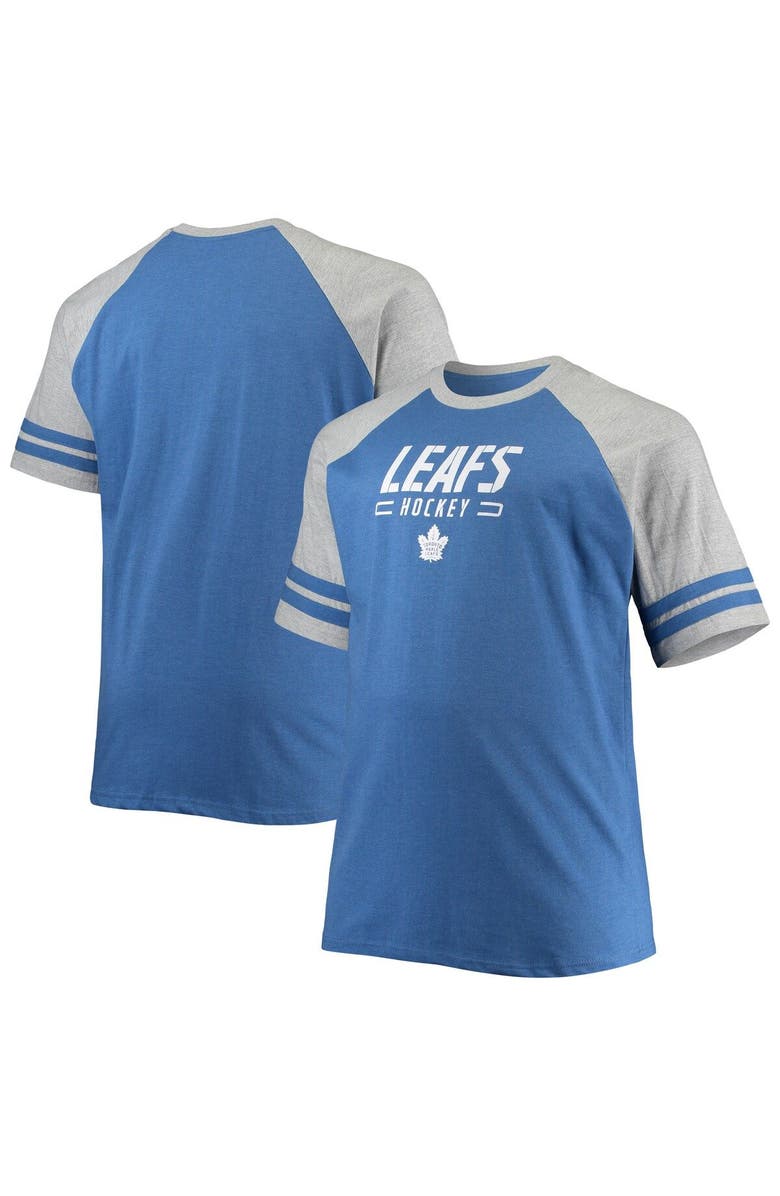 PROFILE Men's Heathered Blue Toronto Maple Leafs Big & Tall Raglan T-Shirt, Main, color, 