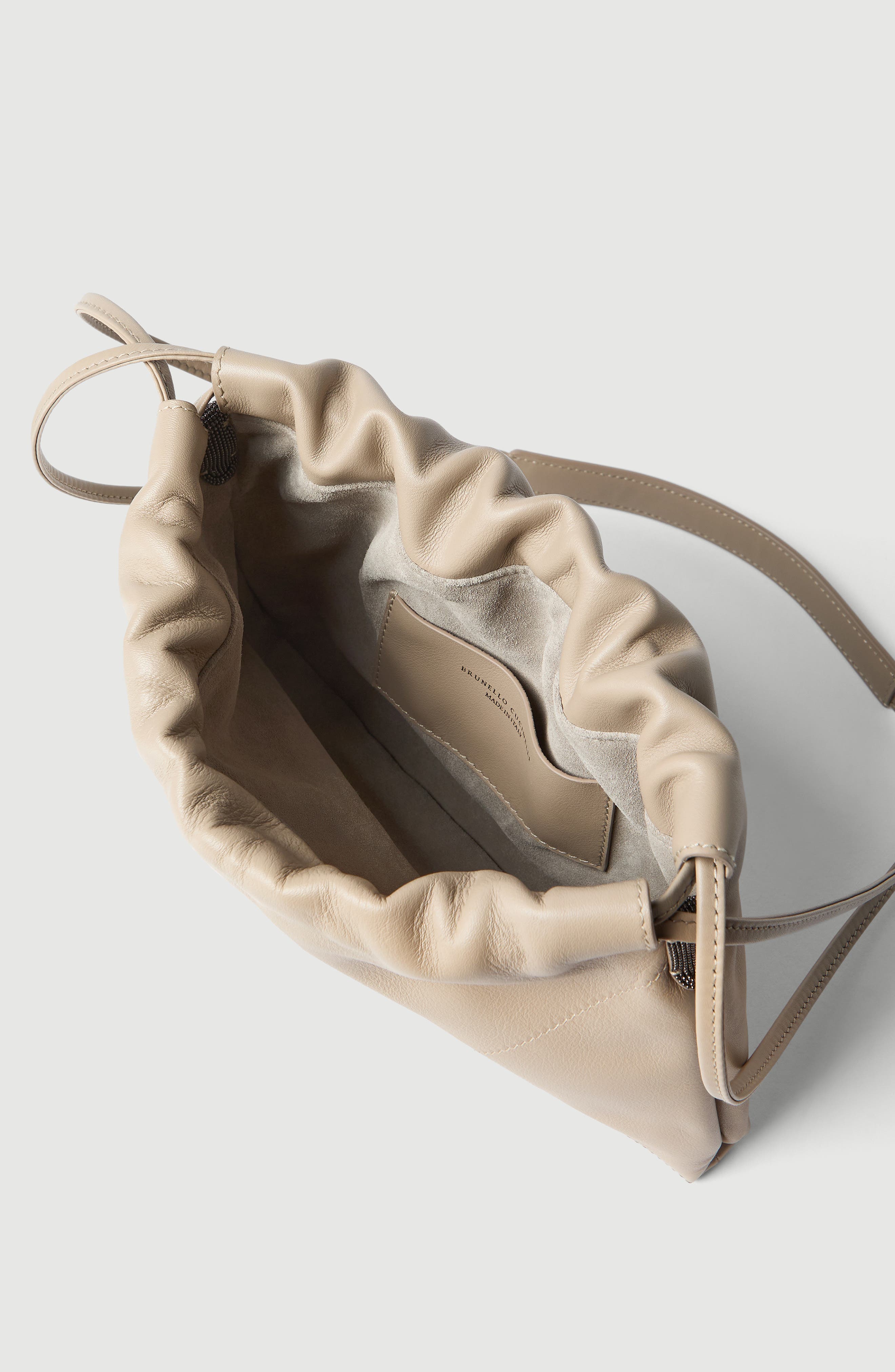 Pouch bag in calfskin with monili, Alternate, color, Buff