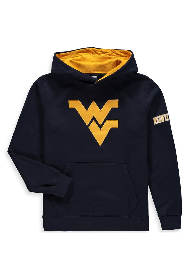 Youth Stadium Athletic Navy West Virginia Mountaineers Big Logo Pullover Hoodie, Main, color, Navy