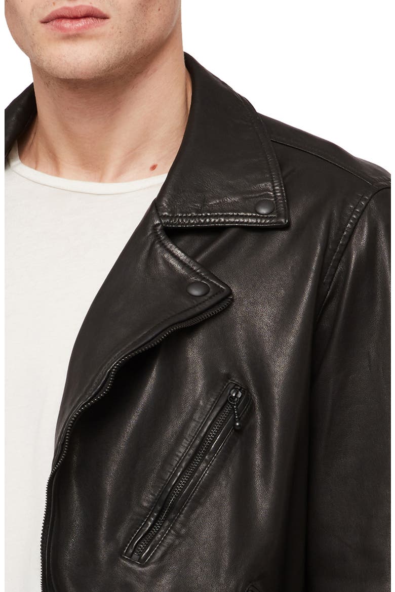Holt Slim Fit Leather Biker Jacket, Alternate, color, JET BLACK