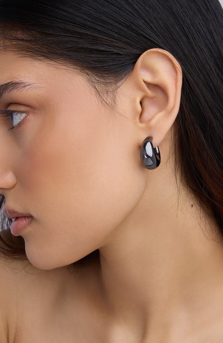 Jennifer Fisher Dylan Mini Dome Huggie Hoop Earrings, Alternate, color, Hematite