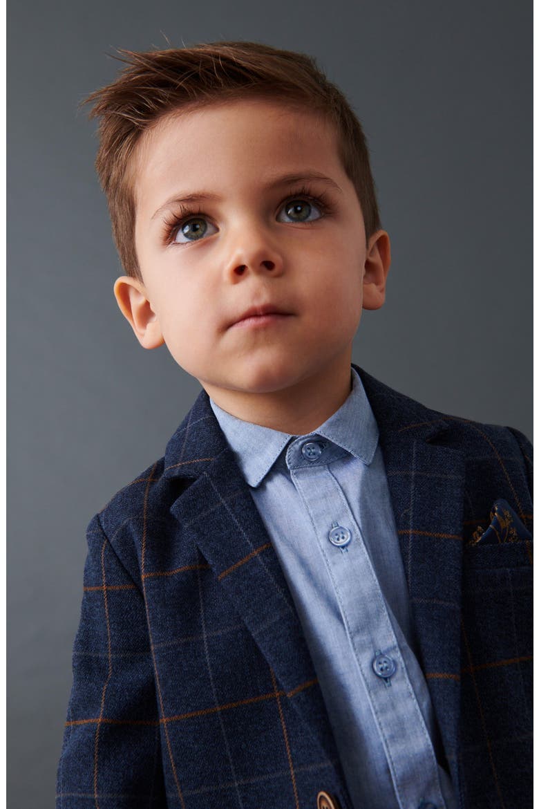 Kids' Check Blazer, Woven Shirt, Bow Tie & Pants Set, Alternate, color, NAVY
