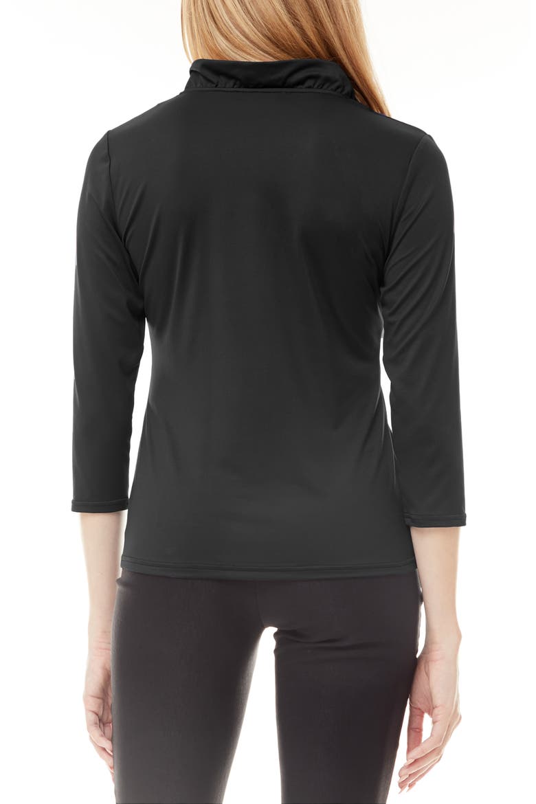 Three Quarter Shawl Collar Blouse, Alternate, color, BLACK