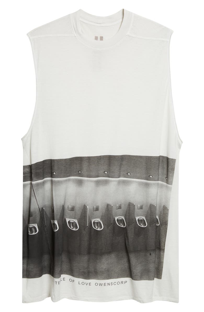 Rick Owens Jumbo Graphic Cotton Muscle Tee, Main, color, Milk Wash/ Black