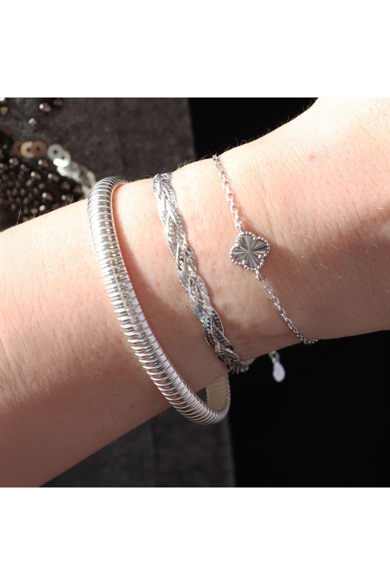 Ribbed Stretch Bangle, Alternate, color, Sterling Silver