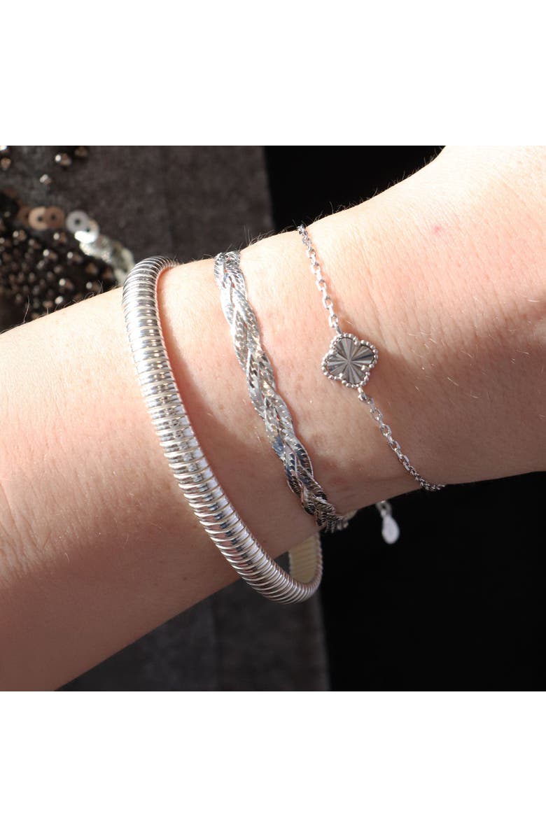 The Lovery Fine Jewelry Braided Herringbone Bracelet, Alternate, color, Sterling Silver