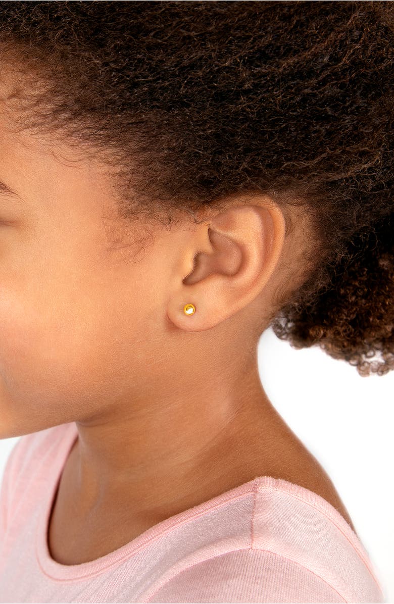 Tiny Blessings 14K Gold 4mm Genuine Diamond Studs Screw Back Earrings, Alternate, color, 14K Yellow Gold