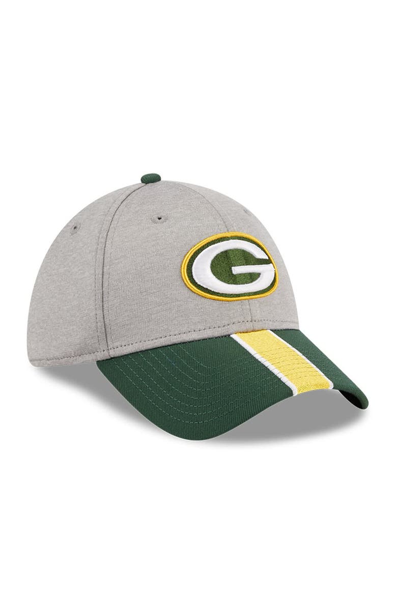New Era Men's New Era Heather Gray/Green Green Bay Packers Striped 39THIRTY Flex Hat, Alternate, color, 