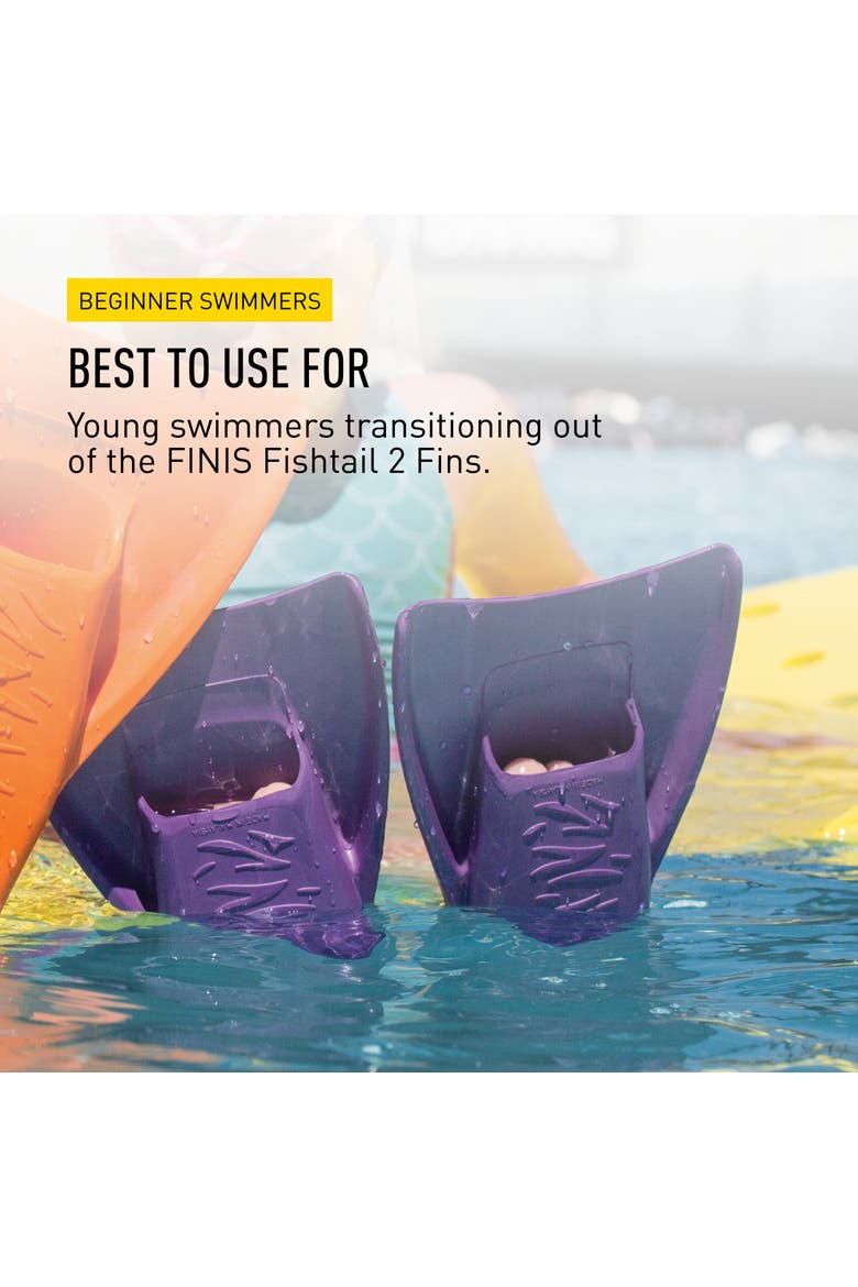 Booster Swim Fins for Kids Floating Rubber Fins Teaches Kick Technique Open Toe Design Comfortable Fit, Alternate, color, Purple
