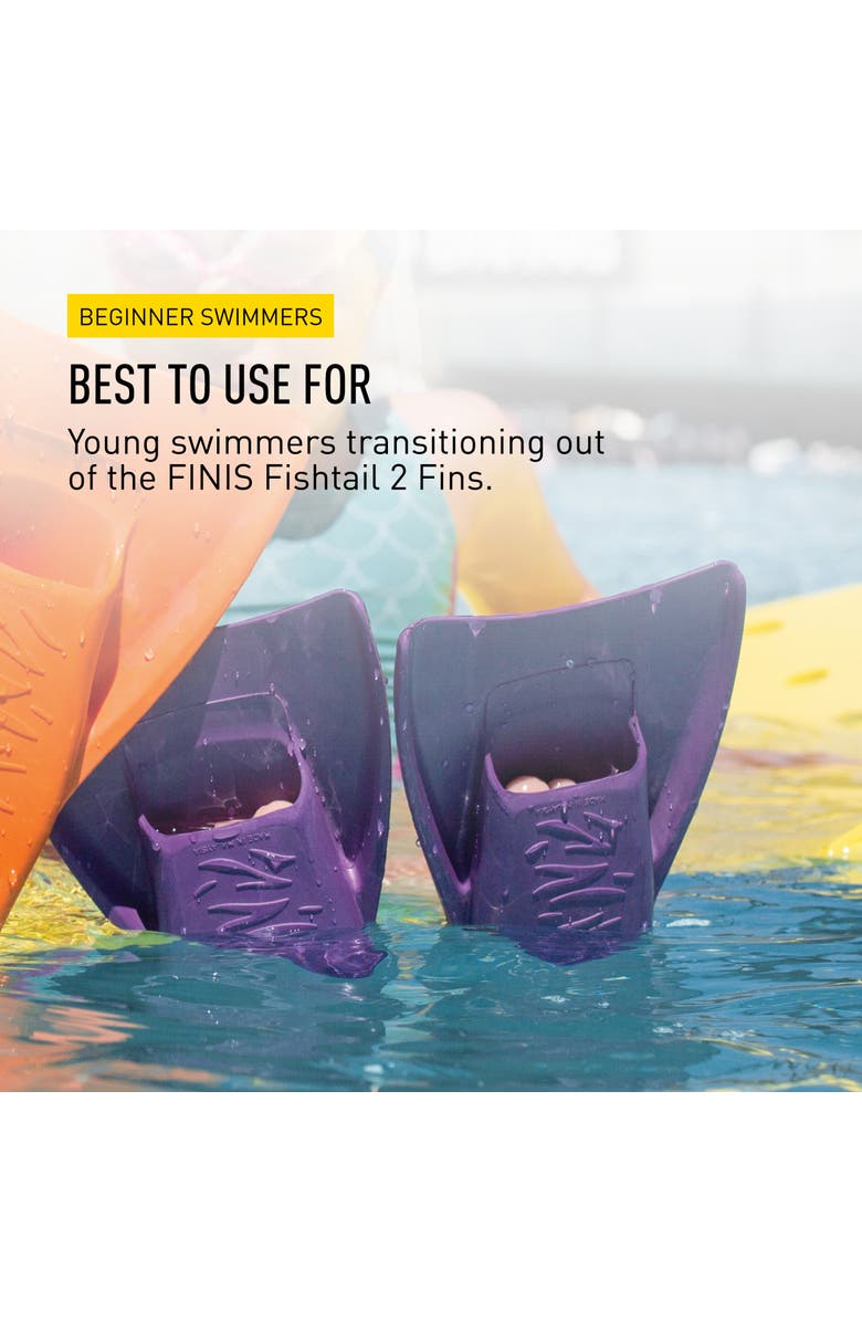 FINIS Booster Swim Fins for Kids Floating Rubber Fins Teaches Kick Technique Open Toe Design Comfortable Fit, Alternate, color, Purple