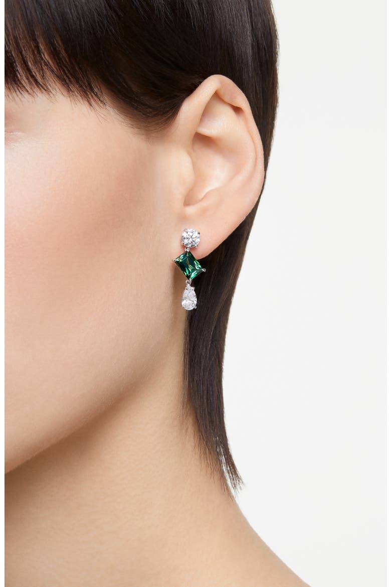 Mesmera Mixed Cut Drop Earrings, Alternate, color, GREEN
