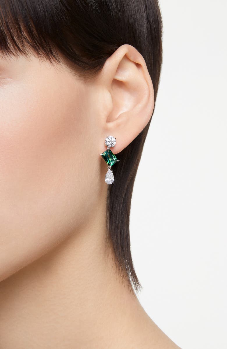 Swarovski Mesmera Mixed Cut Drop Earrings, Alternate, color, Green