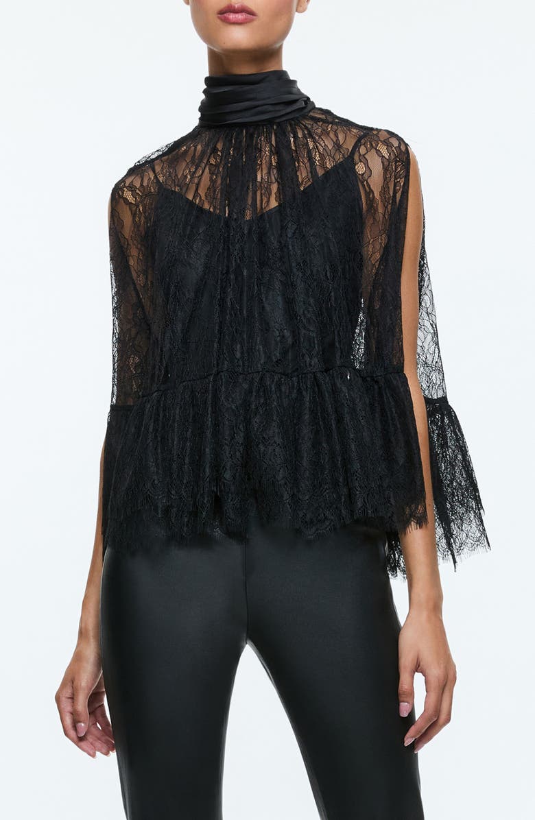 Alice + Olivia Zenon Sheer Lace Cape Top | Nordstromrack
