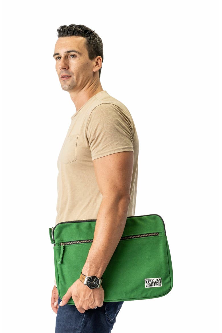 15.6-Inch Organic Cotton Laptop Sleeve, Alternate, color, Moss Green