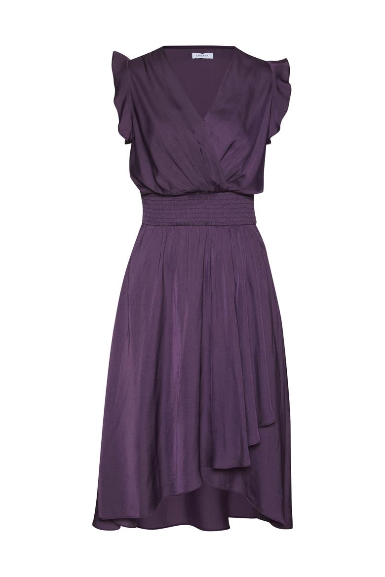 Ruffle Satin Dress, Alternate, color, Purple