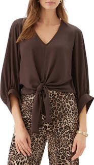 Karen Kane Blouson Sleeve Tie Front Top
