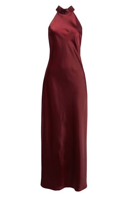 Wayf Violetta Matte Satin Gown In Burgundy