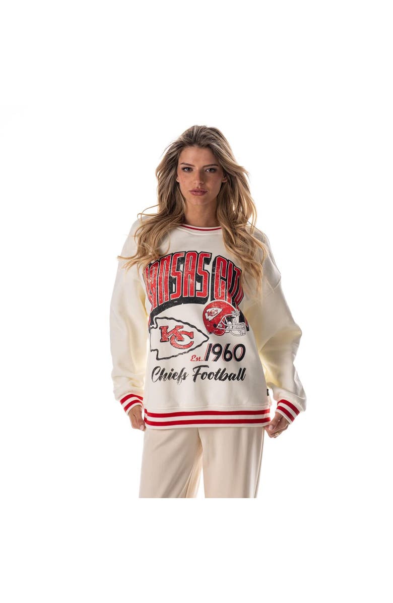 THE WILD COLLECTIVE Women's The Wild Collective Cream Kansas City Chiefs Oversized Vintage French Terry Sweatshirt, Main, color, Cream