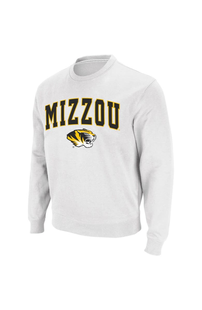 COLOSSEUM Men's Colosseum White Missouri Tigers Arch & Logo Crew Neck Sweatshirt, Alternate, color, White
