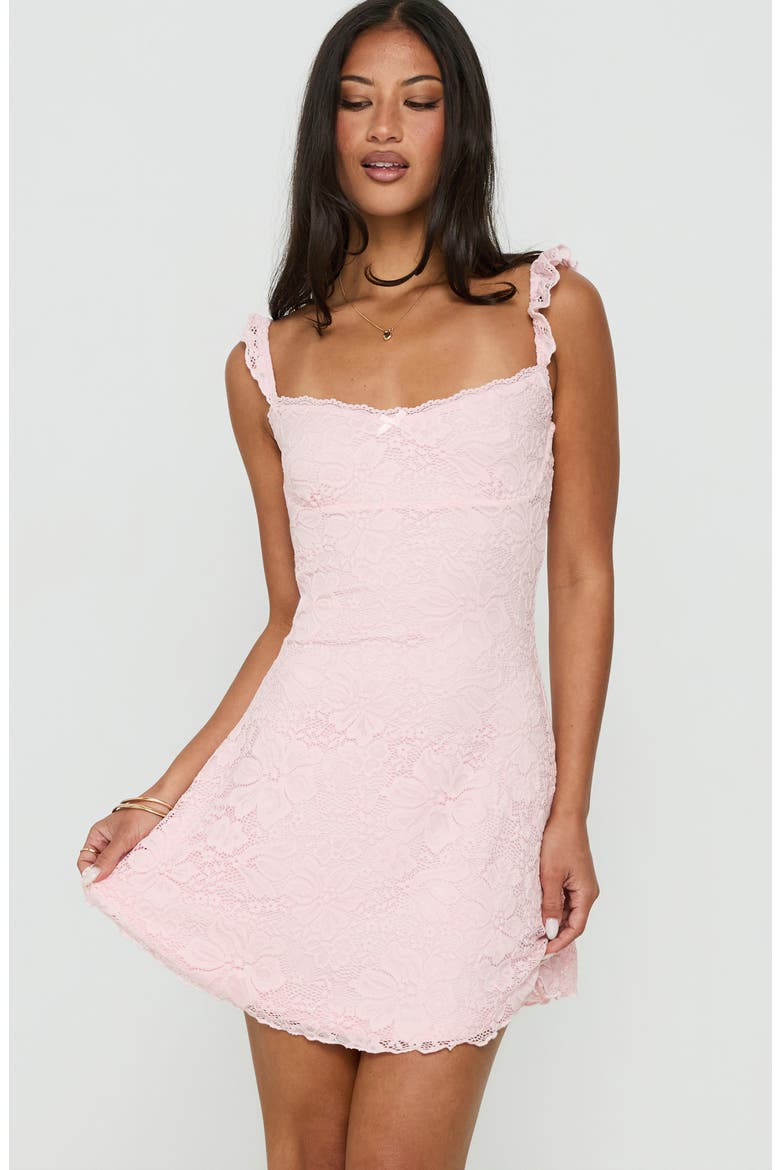 Beacall Lace Frill Minidress, Alternate, color, LIGHT PINK