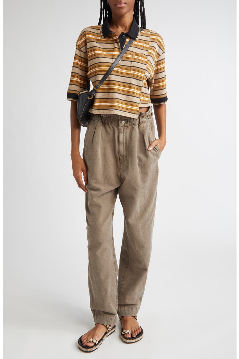 Isalyne Stripe Polo, Alternate, color, BEIGE/ KHAKI