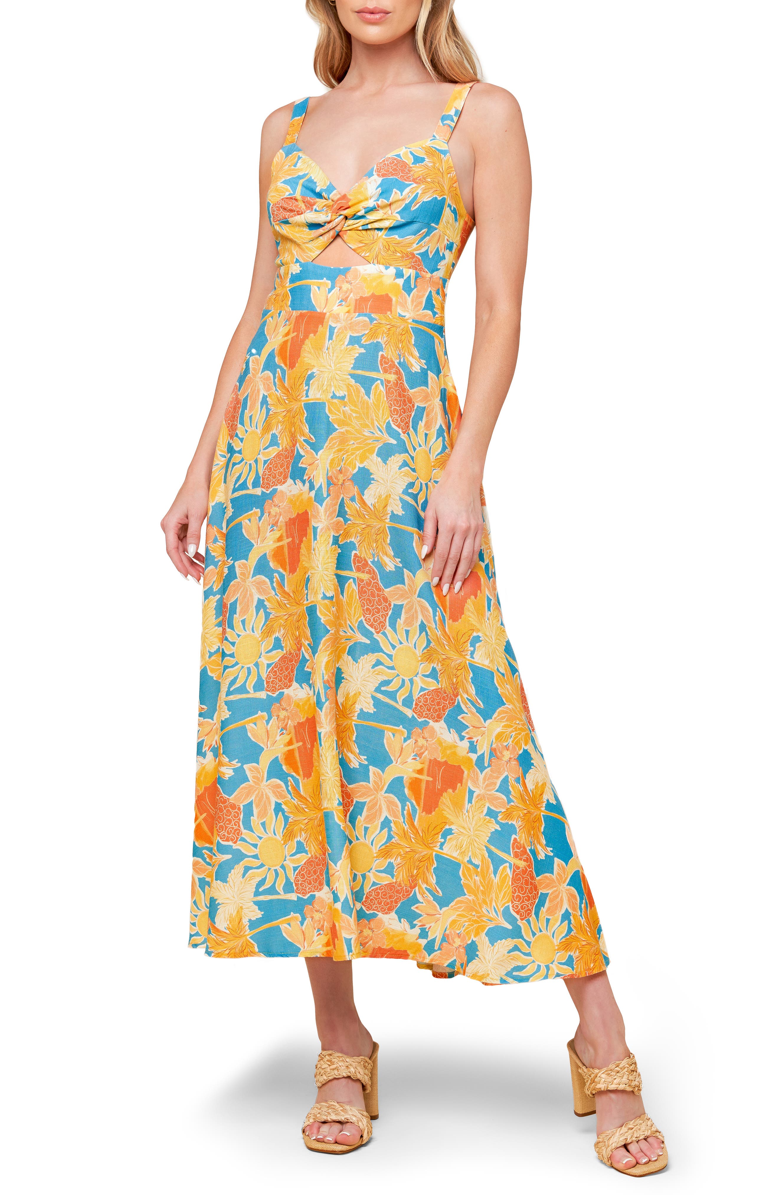 FLYING TOMATO Keyhole Twist Midi Dress