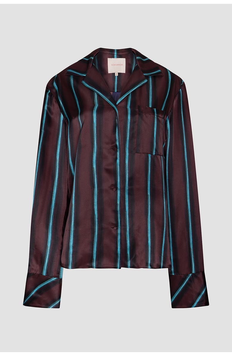 Roksanda Delan Printed Silk Shirt, Alternate, color, Calliope / Aqua