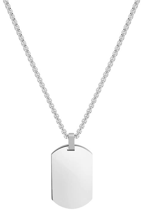 Men's Stainless Steel Dog Tag Pendant Necklace