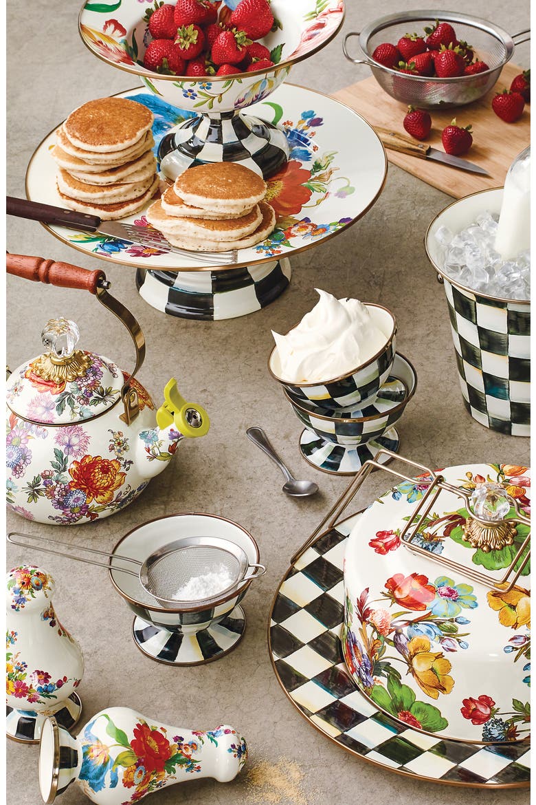 Flower Market Enameled Steel Large Compote, Alternate, color, WHITE MULTI