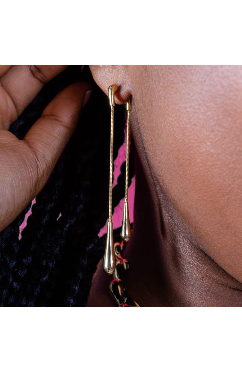 Lucy Quartermaine Double Drop Earrings front and back, Alternate, color, Gold