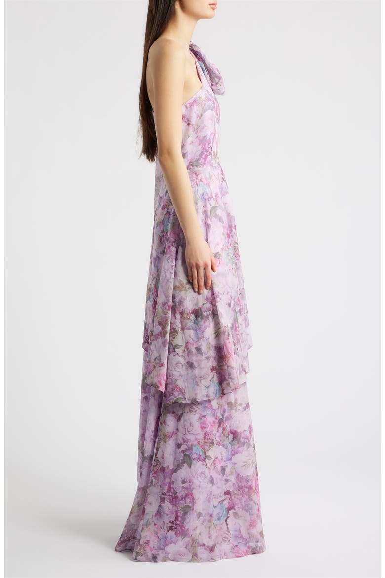 Amara Floral One-Shoulder Gown, Alternate, color, LAVENDER FLORAL