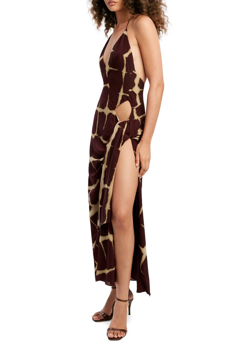 Cyrel Printed Maxi Dress, Alternate, color, BURGUNDY ABSTRACT CHECK