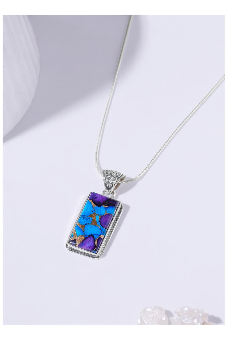 Semiprecious Stone Pendant Necklace, Alternate, color, BLUE