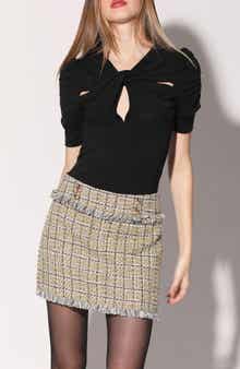 Walter Baker Daphne Fringe Tweed Miniskirt