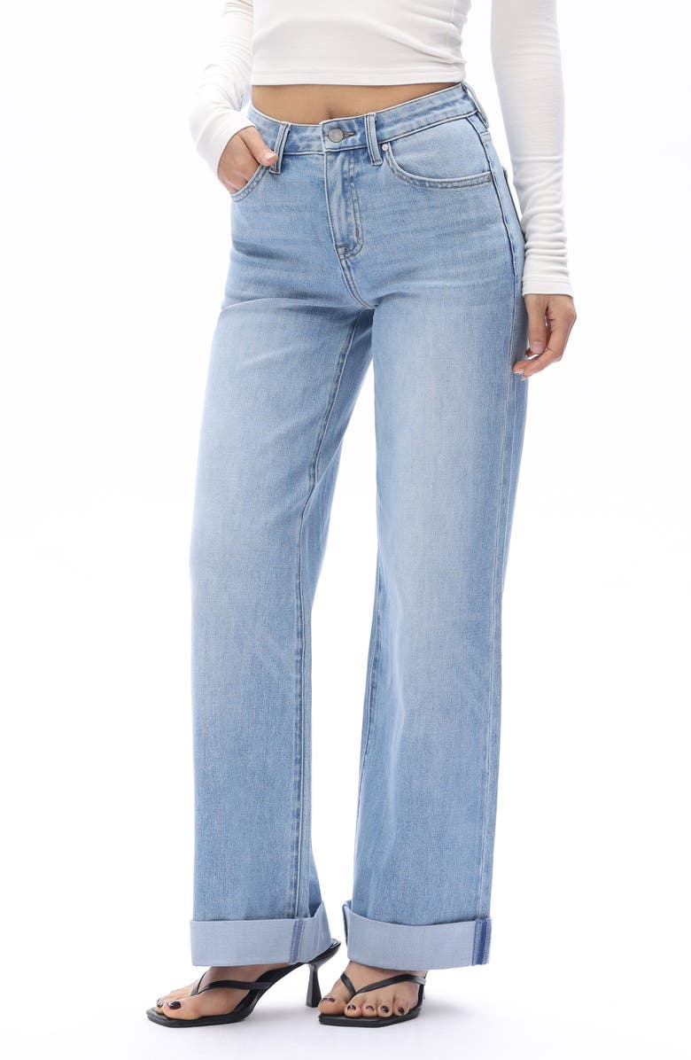 Bayeas Cuffed Straight Leg Jeans, Alternate, color, 