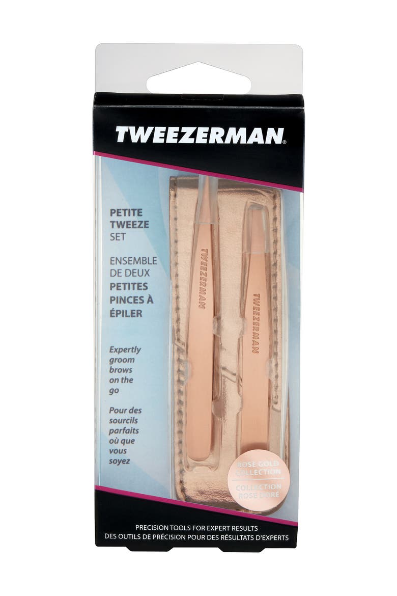 Rose Gold Petite Tweezer Set, Alternate, color, ROSE GOLD