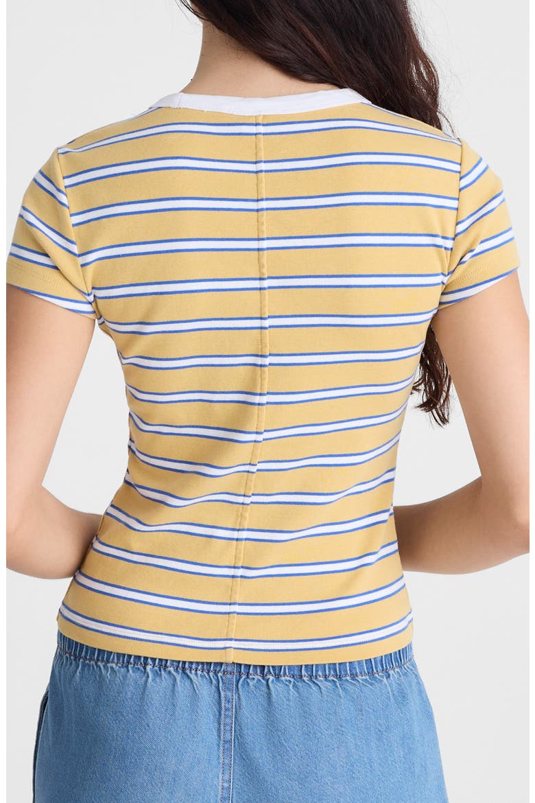 The '90s Crewneck Cotton T-Shirt, Alternate, color, RETRO YELLOW STRIPE