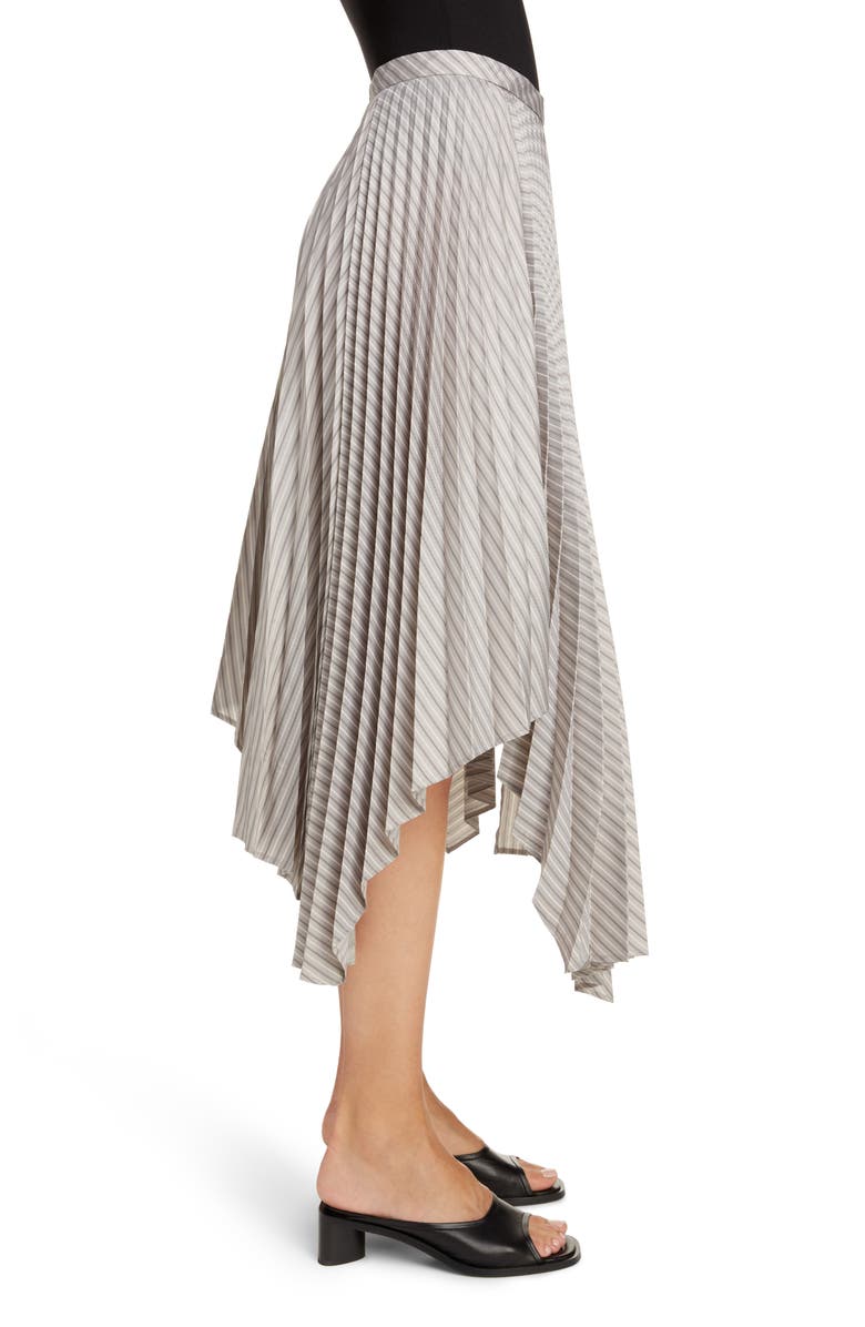 Acne Studios Ilia Asymmetrical Pleated Pinstripe Midi Skirt, Alternate, color, 