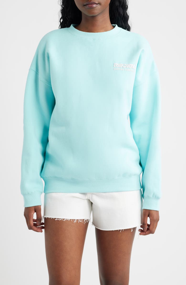 Rip Curl Surf Puff Logo Sweatshirt, Main, color, Light Sea Blue