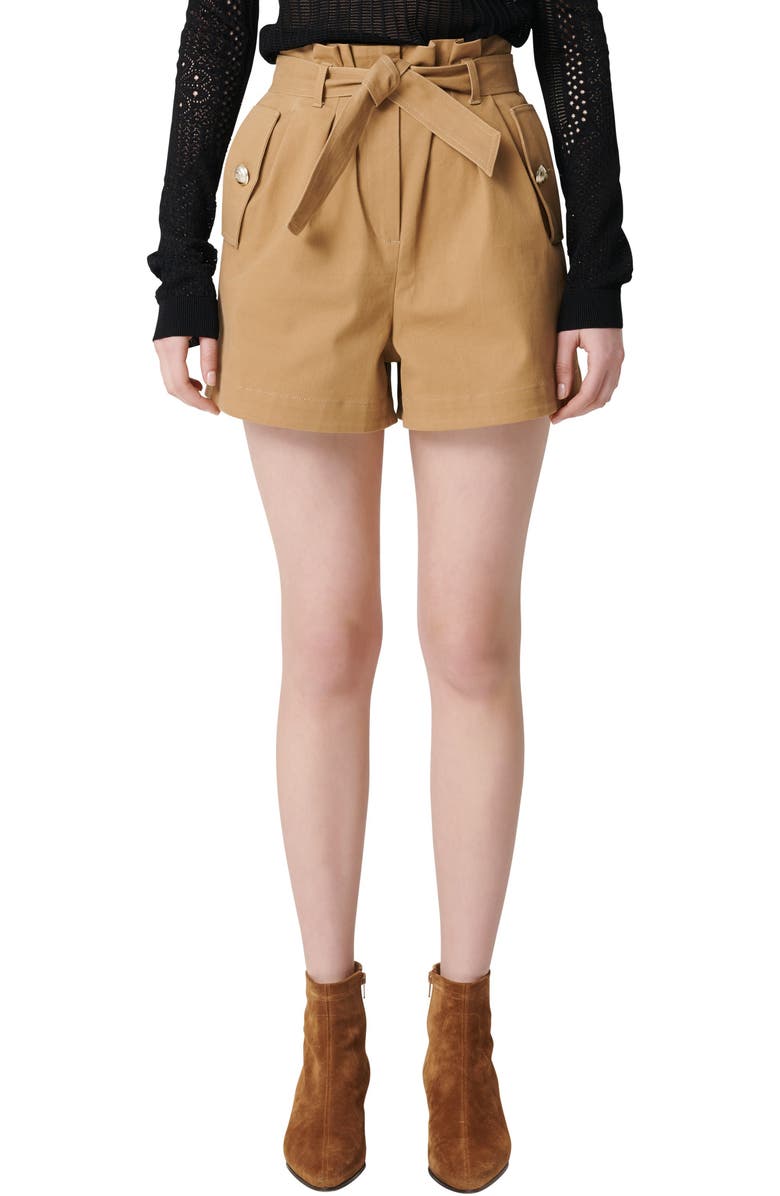 maje Ipure Belted Shorts, Main, color,