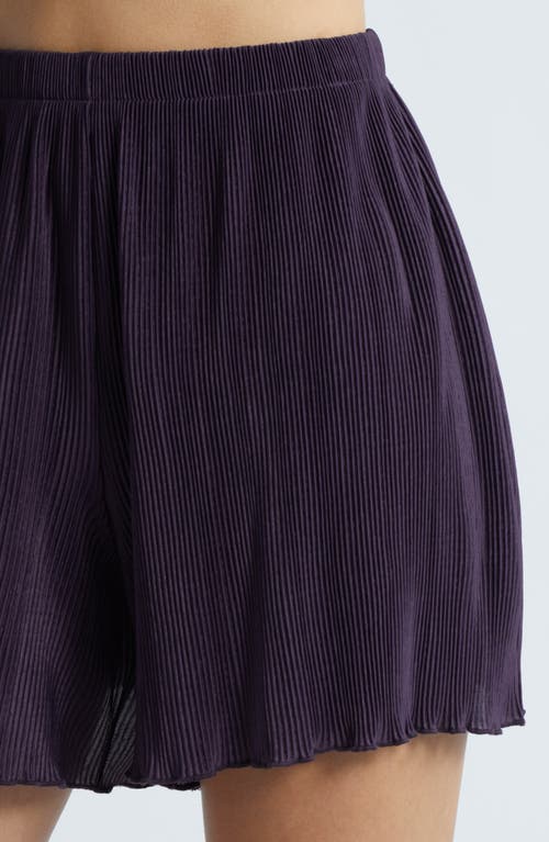 Open Edit Plissé Short Pajamas In Purple Night