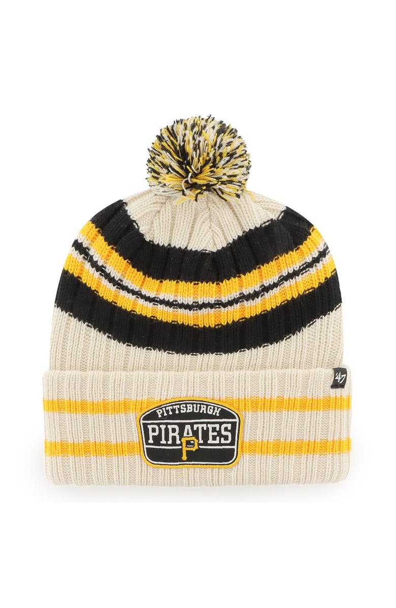 '47 Men's '47 Natural Pittsburgh Pirates Home Patch Cuffed Knit Hat with Pom, Main, color, Natural